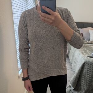 Pink Clover Heathered Gray Crewneck Sweater